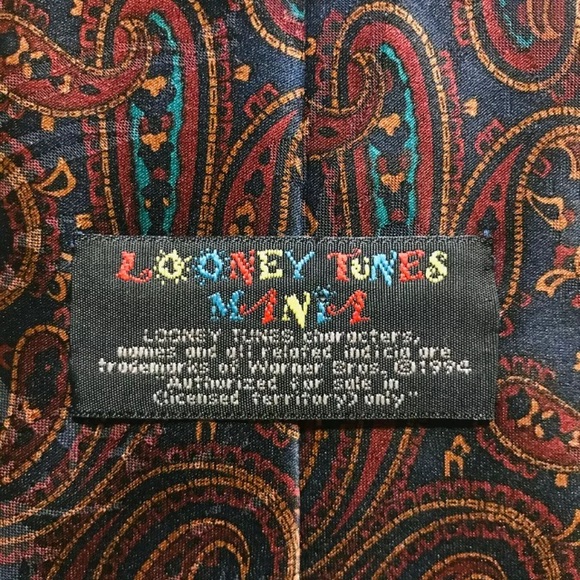 Vintage 90’s Looney Tunes Paisley Tie Bugs Bunny - Picture 6 of 7